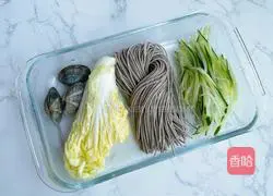 Illustration of how to make clear soup soba noodles 1