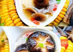 Illustration of how to make mushroom and corn tube bone soup 6
