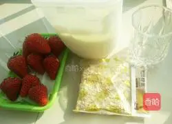 Illustration of how to make strawberry oatmeal smoothie 1