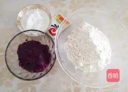 Illustration of how to make two-color purple sweet potato buns 1