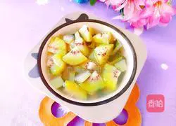 Illustration of how to make kiwi fruit and winter melon rind sweet soup 9