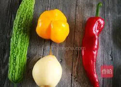 Illustration of how to make colorful pepper, snow pear and bitter melon 1