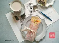 Illustration of how to make steak rolls with scallion pancakes 8