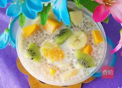 Illustration of how to make fruity milky sago 15
