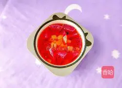 Illustration of healthy cantaloupe and dragon fruit sweet soup 11