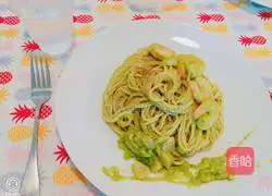 Illustration of how to make avocado and shrimp pasta 9