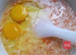 Illustration of how to make radish, beef and egg pancakes 4