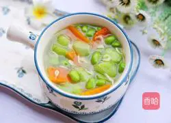 Illustration of how to make loofah, edamame and shrimp soup 15