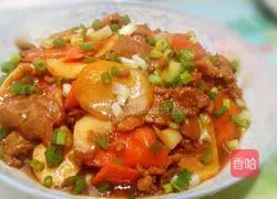 Illustration of how to stir-fry wild rice with sliced ​​meat 7