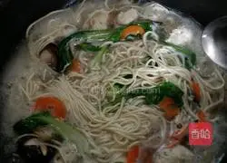 Illustration of how to make chicken ball noodles in mushroom soup 12