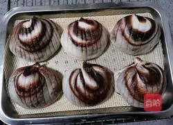 Illustration of how to make cocoa taro mud shell buns 26