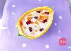 Illustration of how to make milk, red dates, papaya and pears stewed 1