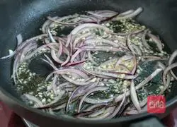 Illustration of stir-fried pasta with black pepper, mushrooms and bacon 6