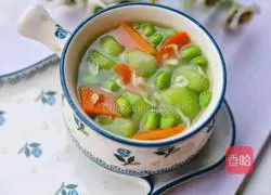 Illustration of how to make loofah, edamame and shrimp soup 14