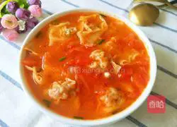 Illustration of how to make fresh meat wontons with tomato sauce 21