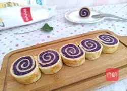 Illustration of how to make egg and purple potato rolls 9