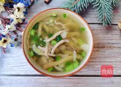 Illustration of how to make mustard pork shredded soup 14