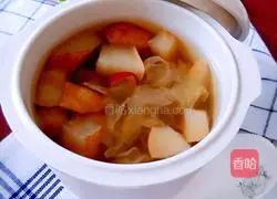 Illustration of how to make rock sugar, white fungus and snow pear soup 11