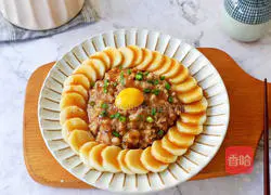 Illustration of how to steam yam and minced pork 13