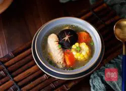 Illustration of how to make mushroom, corn, carrot and chicken soup 11