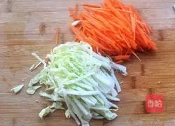 Illustration of how to make shredded green garlic, carrot and cabbage 3