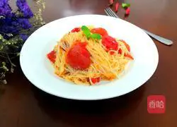 Illustration of how to make fried noodles with small tomatoes 12