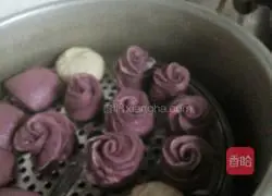 Purple Sweet Potato Rose Steamed Buns Recipe Illustration 21