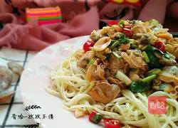 Illustration of how to make cold clam noodles 12