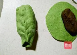 Illustration of how to make green leaf bean paste buns 13