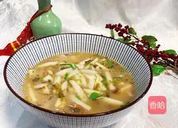 Illustration of making rice cake soup with pickled vegetables 1