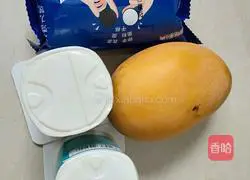 Illustration of how to make mango yogurt potted plants 1