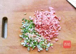 Ham and eggs Illustration of how to make cakes 1