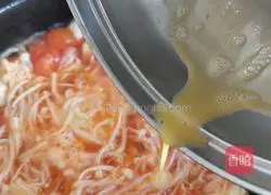 Illustration of tomato and enoki mushroom egg soup 11