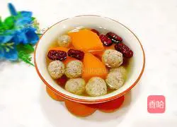 Pumpkin Beef Meatball Soup Recipe Illustration 15