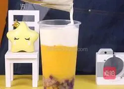 Milk-covered tea|Illustration of how to make taro ball cheese mango 9