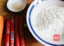 Illustration of how to make carrot and sausage rolls 1