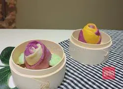 Illustration of how to make colorful rose steamed buns 17
