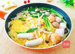 Illustration of how to make cornmeal, fish ball and mushroom soup 15