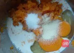 Illustration of how to make millet pumpkin hair cake 3