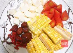 Illustration of how to make yam and corn ribs soup 1