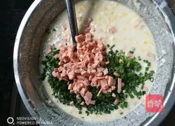 Illustration of how to make egg and ham pancakes 5