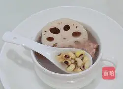 Rice, beans, lotus root and pork ribs soup recipe 7