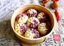 How to make purple sweet potato double-color buns Illustration 21