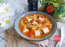 Illustration of how to make tomato and enoki mushroom tofu soup 13