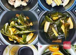 Illustration of how to make kelp and corn tube bone soup 2