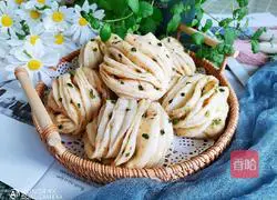 Sesame and green onion flower rolls Illustration of practice 14