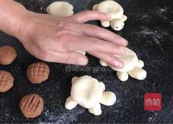 Illustration of how to make little turtle steamed buns 7