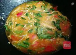 Illustration of how to make Tomato Enoki Mushroom and Egg Drop Soup 6