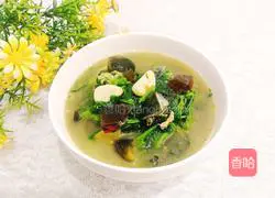 Illustration of how to make amaranth preserved eggs in soup 14