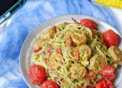 Illustration of how to make guacamole and shrimp pasta 7